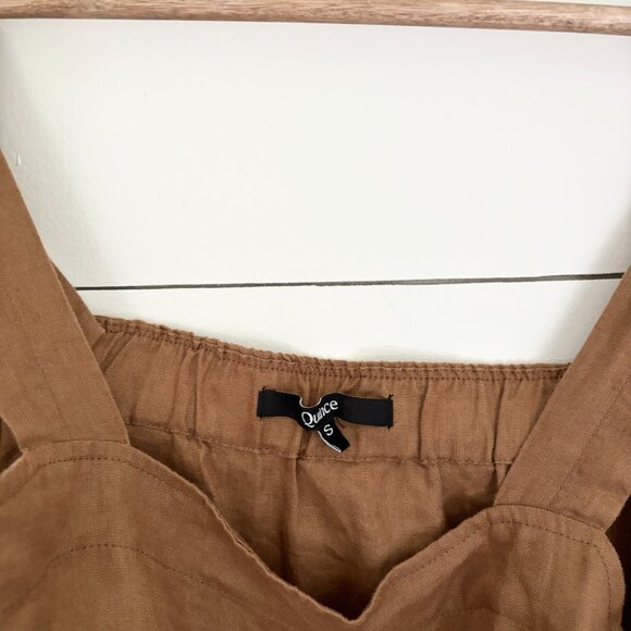 Quince camel brown 100% European linen jumpsuit - Picture 8 of 9